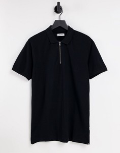 Черная футболка поло с короткой молнией Jack & Jones Originals Premium-Черный цвет