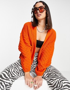 Оранжевый кардиган с узором "шишечки" на рукавах ASOS DESIGN-Оранжевый цвет