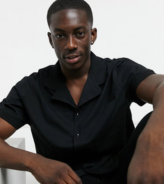 Черное свободное поло на пуговицах с отложным воротником ASOS DESIGN-Черный цвет