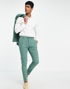 Зеленые супероблегающие брюки с принтом в виде штриховки ASOS DESIGN Wedding-Зеленый цвет