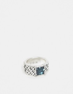 Серебристое кольцо шестигранной формы Icon Brand-Серебристый