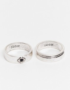 Набор серебристых колец класса люкс Icon Brand-Серебристый