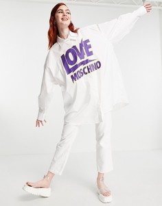 Белая oversized-рубашка с логотипом Love Moschino-Белый