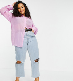 Прозрачная oversized-рубашка сиреневого цвета Native Youth Plus-Фиолетовый цвет