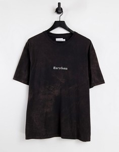 Черная oversized-футболка с надписью "Barcelona" на груди Topman-Черный цвет