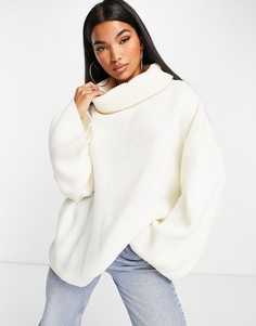 Кремовый oversized-джемпер с высоким воротником In The Style-Белый