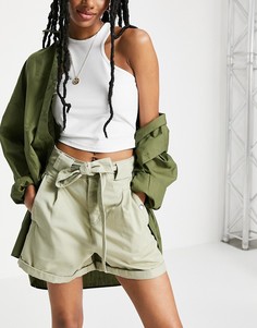 Шалфейно-зеленые шорты на кнопках Miss Selfridge-Зеленый цвет