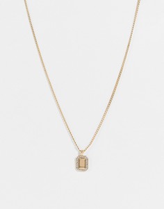 Золотистое ожерелье с квадратной подвеской с кристаллами Topshop-Золотистый