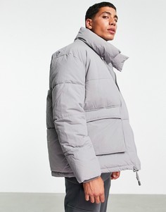 Серый oversized-пуховик Mennace