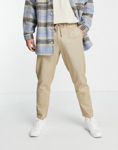 Бежевые брюки из ткани с добавлением льна Only & Sons-Светло-бежевый цвет