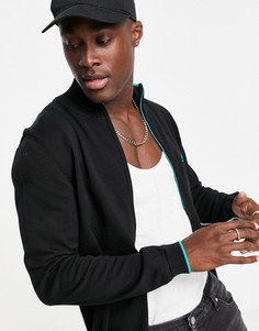 Трикотажный свитшот на сквозной молнии с логотипом BOSS Athleisure Zoston-Черный цвет