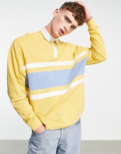 Сине-желтое oversized-поло в стиле колор-блок ASOS DESIGN-Разноцветный