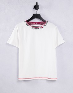 Белая классическая футболка с короткими рукавами в стиле ретро Tommy Hilfiger-Белый