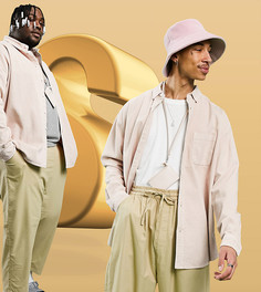 Вельветовая oversized-рубашка пастельно-розового цвета в стиле 90-х ASOS DESIGN-Розовый цвет