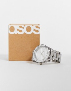 Серебристые часы-браслет с цифрами на корпусе ASOS DESIGN-Серебряный