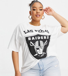 Белая футболка в стиле oversized с короткими рукавами и принтом "Las Vegas Raiders" ASOS DESIGN Curve-Белый