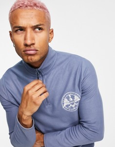 Голубой флисовый oversized-свитшот с застежкой на короткую молнию и нашивкой ASOS DESIGN