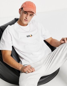 Белая oversized-футболка с принтом "Berlin" Topman-Белый