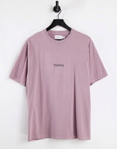 Сиреневая футболка в стиле oversized с принтом Malmö на груди Topman-Фиолетовый цвет