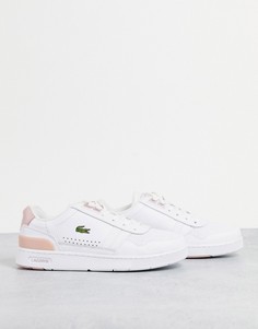 Белые и светло-розовые кожаные кроссовки Lacoste T-Clip-Белый