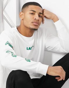 Белый лонгслив с крокодилами Lacoste