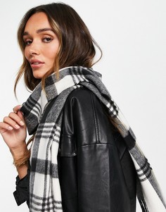 Черный шарф из переработанных материалов в монохромную клетку Topshop-Черный цвет