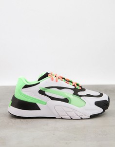 Кроссовки белого/черного/зеленого цветов Puma Hedra VR-Зеленый цвет