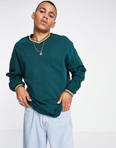 Зеленый oversized-свитшот с V-образным вырезом ASOS DESIGN-Зеленый цвет