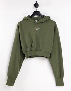 Укороченный худи темного оттенка хаки Reebok-Зеленый цвет