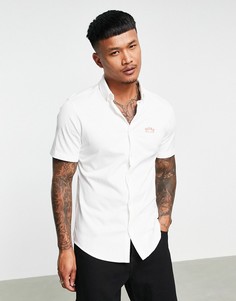 Белая рубашка с короткими рукавами и контрастным логотипом BOSS Athleisure Biadia-Белый