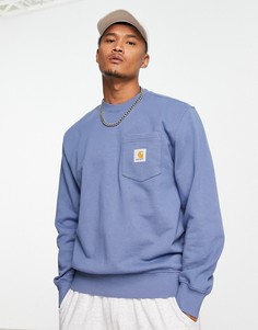 Голубой oversized-свитшот с карманом Carhartt WIP