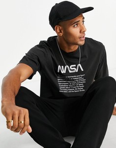 Черная oversized-футболка с принтом "NASA" на груди Only & Sons-Черный цвет