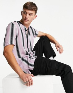 Рубашка сиреневого цвета в полоску с отложным воротником Topman-Фиолетовый цвет