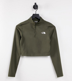 Укороченный лонгслив цвета хаки с молнией длиной 1/4 The North Face – эксклюзивно для ASOS-Зеленый цвет