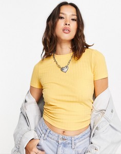 Облегающая футболка в рубчик цвета цветка календулы ASOS DESIGN-Желтый