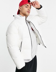 Укороченная стеганая дутая куртка белого цвета из переработанных материалов Topman-Белый