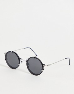 Черные очки в стиле унисекс с круглыми черными зеркальными линзами Spitfire Ift-Черный