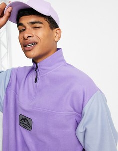 Oversized-свитшот с рукавами в стиле колор блок и короткой молнией ASOS DESIGN-Разноцветный