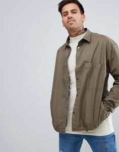 Рубашка навыпуск цвета хаки HUGO-Зеленый