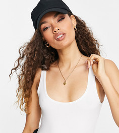 Боди с овальным вырезом Miss Selfridge Petite-Белый