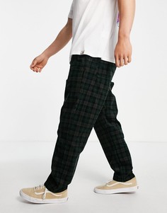Суженные книзу вельветовые брюки в зеленую клетку Carhartt WIP Flint-Зеленый цвет