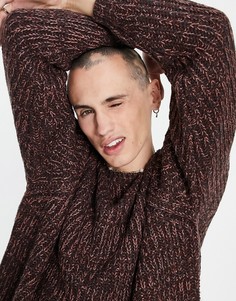 Бордовый джемпер плотной вязки в рубчик с круглым вырезом ASOS DESIGN-Красный