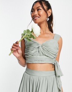 Присборенный кроп-топ с запахом от комплекта ASOS DESIGN Bridesmaid-Зеленый цвет