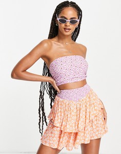 Пляжный топ со смешанным цветочным принтом от комплекта ASOS DESIGN-Разноцветный