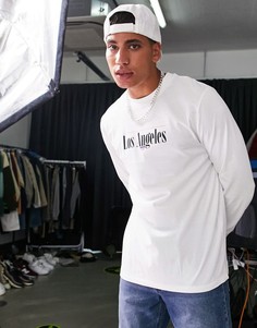Белый лонгслив из органического хлопка с принтом "Los Angeles" ASOS DESIGN