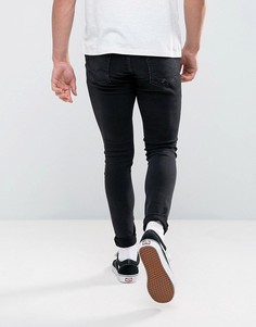 Черные выбеленные джинсы скинни с рваной отделкой Jack & Jones Intelligence Liam-Черный цвет