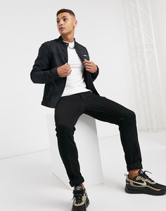 Черная байкерская куртка из искусственной замши Jack & Jones Essentials-Черный цвет