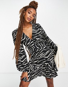 Платье с оборками и принтом зебра Topshop-Разноцветный