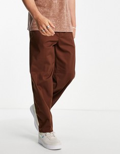 Коричневые строгие брюки широкого кроя со складками New Look-Коричневый цвет