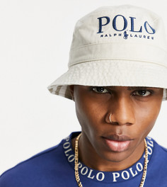 Кремовая двусторонняя панама с логотипом Polo Ralph Lauren x ASOS Exclusive Collab-Белый